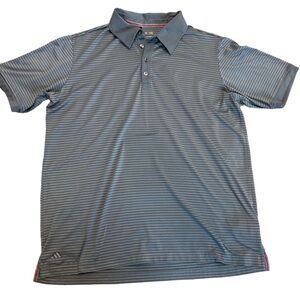 Adidas men's Adipure gray white striped short sleeve polo shirt Sz L